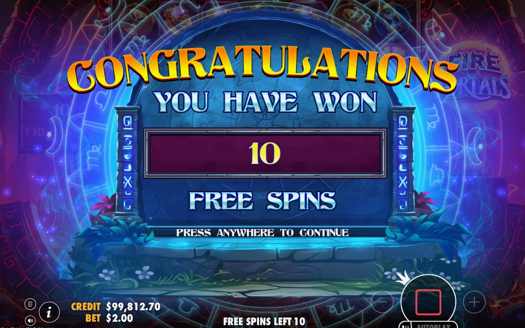 Free Spins round, Fire Portal Wilds staying on screen