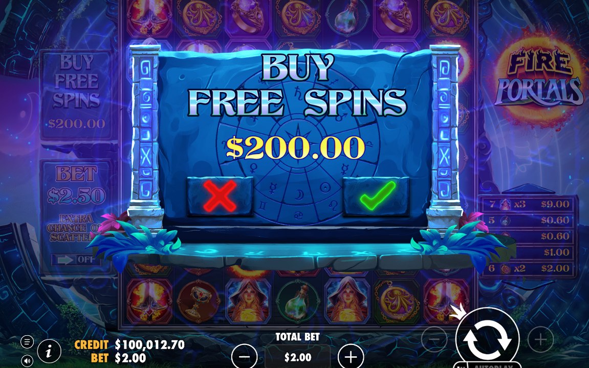 Bonus screen showing the Tumble Feature in play