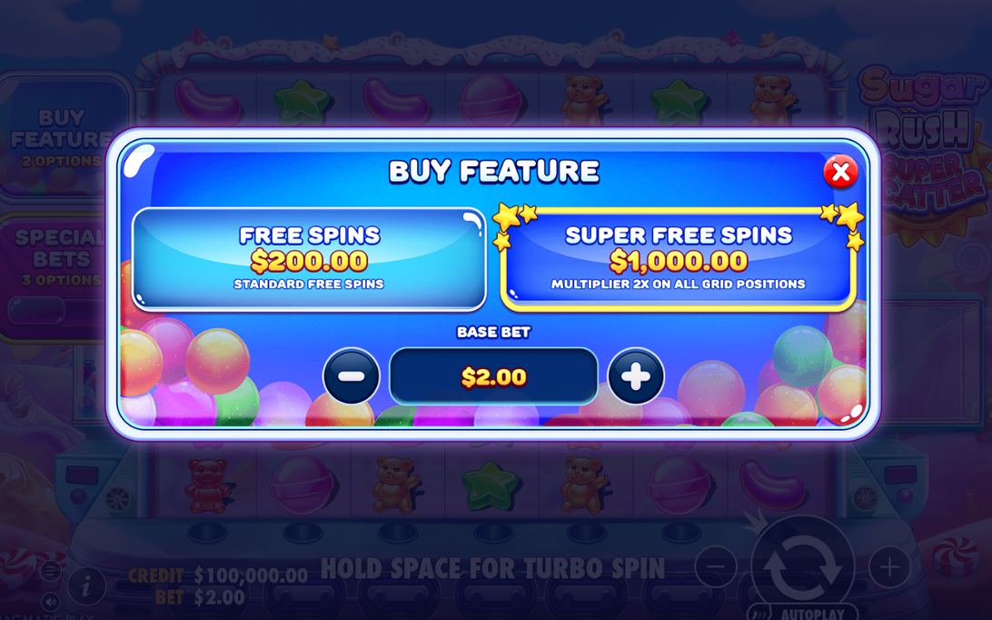 Super Free Spins opening with x2 on all 49 positions