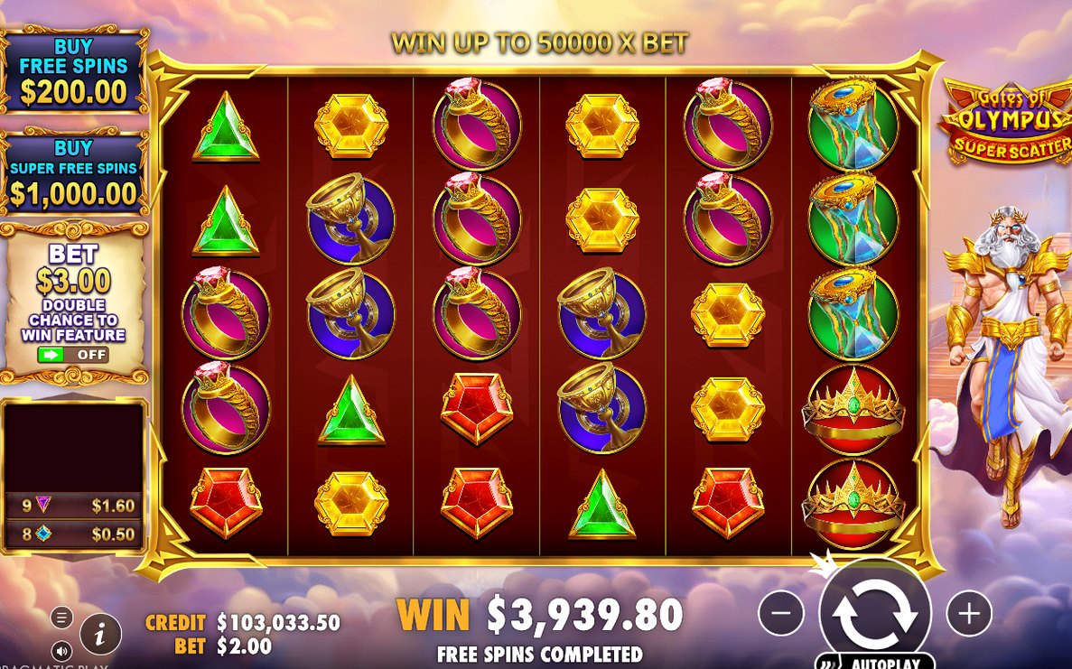 Win total displayed at the end of the sequence